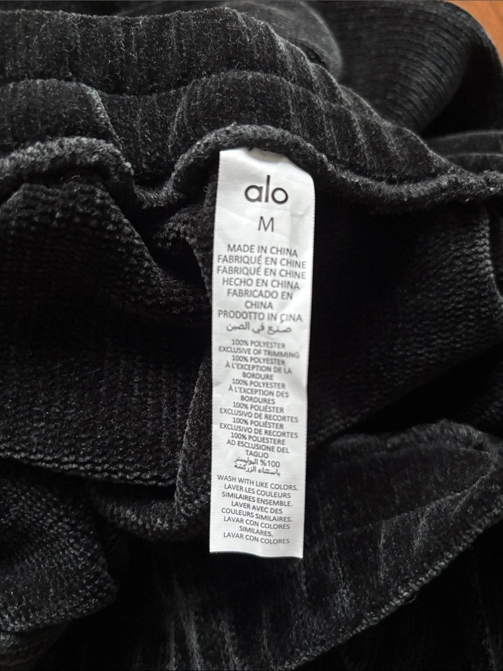 ALO Yoga Black Chenille Wide Leg Pants